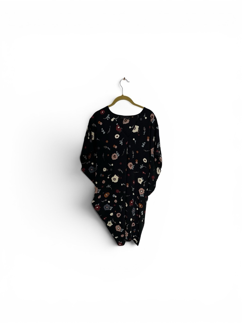 Hatch Slouch MaternityFloral Print Black Women's Tunic Dress P